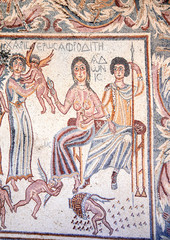 Fototapeta na wymiar Ancient natural stone tile mosaics, Madaba, Jordan