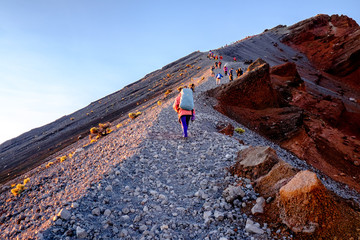Trekking up the volcano, Mount Rinjani, Lombok, Indonesia