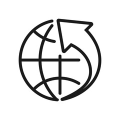 Globe - outline icon on white background. Editable stroke. Vector illustration