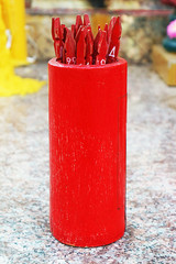 Chinese Red Bamboo Fortune Sticks with Numbers