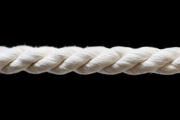 Horizontal thick rope texture isolated on black