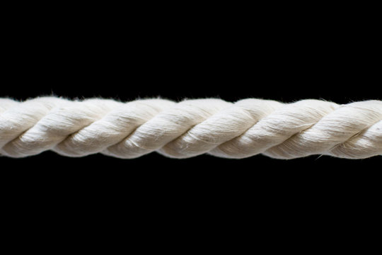 Horizontal Thick Rope Texture Isolated On Black