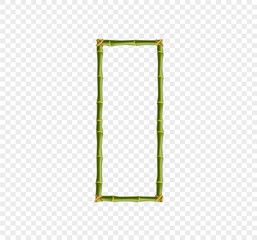 Capital letter O made of green bamboo sticks on transparent background.
