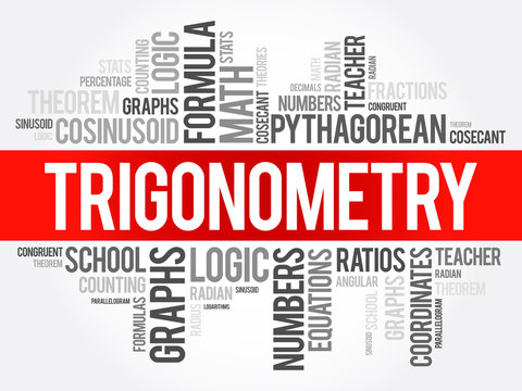 Trigonometry word cloud collage, education concept background