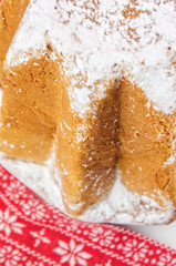 Pandoro - traditional italian Christmas cake with copy space