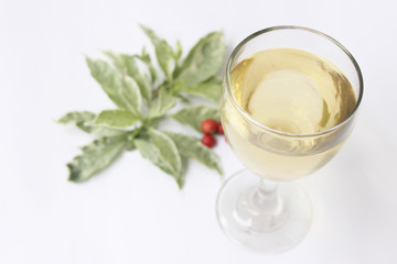 Green Tea in glass isolated on white 