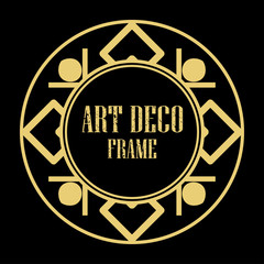 Vector art deco style circle frame. Art-deco decoration for text. Design element for boutique, restaurant, menu and logo template