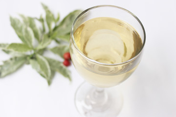 Green Tea in glass isolated on white 