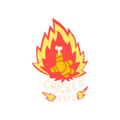 Chicken fire, hot creative logo design element vector Illustration