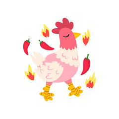 Hot spicy chicken creative logo design template vector Illustration