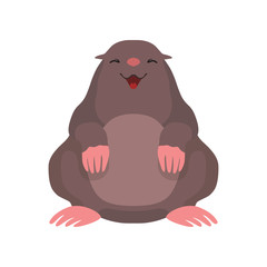 Cute mole, lovely animal cartoon character front view vector Illustration