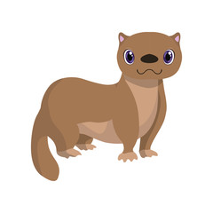 Naklejka premium Cute fitch, lovely animal cartoon character vector Illustration