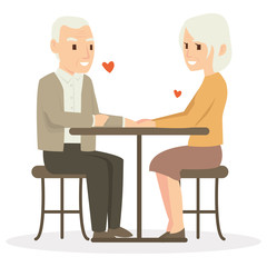 A old man and his wife dinner on valentine's day