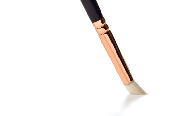 make up brush, eye shadows blusher isolated on white background