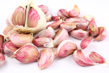 garlic cloves  on a white background