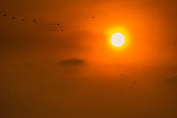 Beautiful Rising Sun having dramatic Colours with Sky.Thailand.