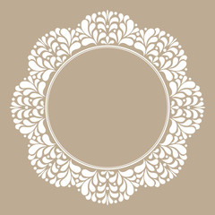 Decorative frame Elegant vector element for design in Eastern style, place for text. Floral beige border. Lace illustration for invitations and greeting cards