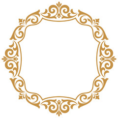 Decorative frame Elegant vector element for design in Eastern style, place for text. Floral golden border. Lace illustration for invitations and greeting cards.