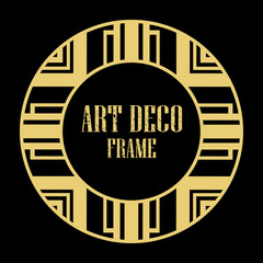 Vector art deco style circle frame. Art-deco decoration for text. Design element for boutique, restaurant, menu and logo template