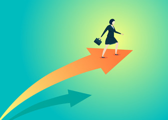 Fototapeta premium business people illustration of drive arrow fly woman