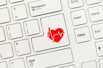 White conceptual keyboard - Cardiology symbol