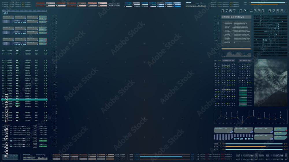 Poster Futuristic motion graphic user interface head up display screen with digital data city map telemetry information display for digital background computer desktop display screen