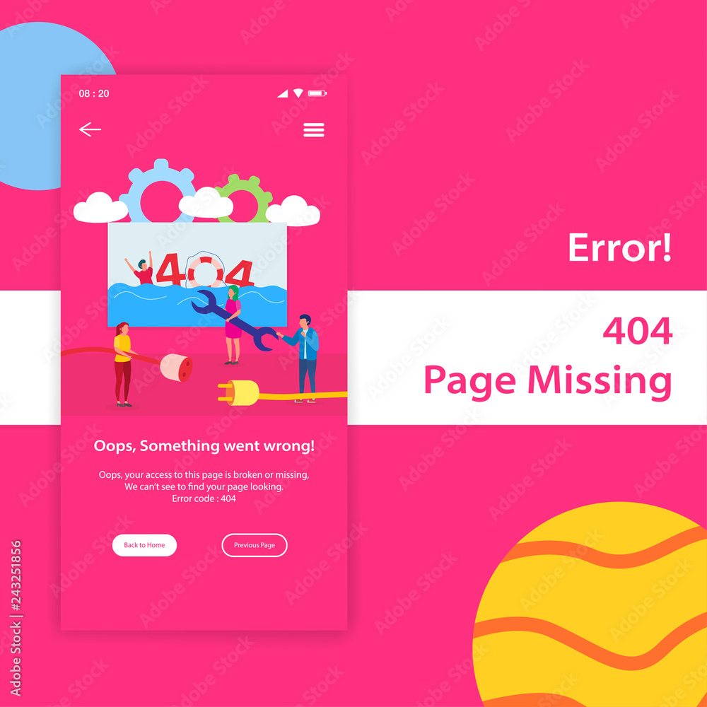 Wall mural 404 page missing mobile app ui illustration template