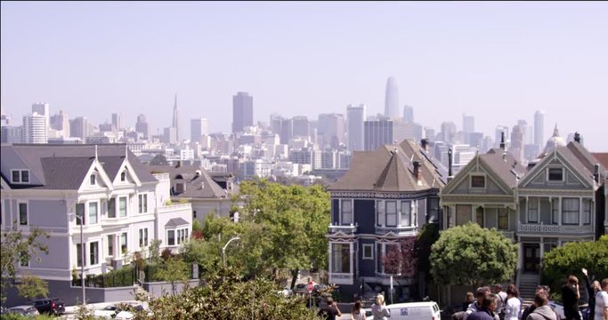 Alamo Square looking out into San Francisco skyline- August 16th 2018