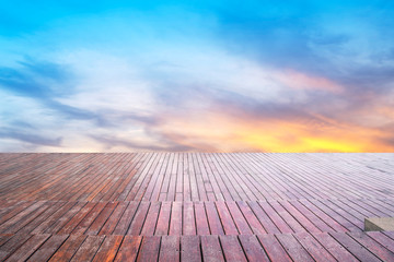 Empty Plaza Floor Bricks and Beautiful Natural Landscape