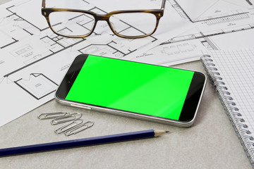 Smartphone mockup on desktop