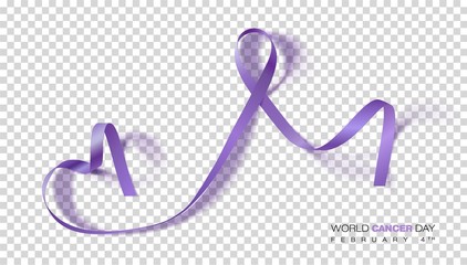 Fototapeta na wymiar World Cancer Day concept. Lavender Ribbon. Vector Illustration.