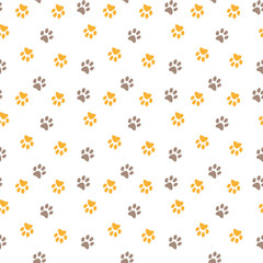 Vector seamless pattern with cat or dog,kitten or puppy footprints. Can be used for wallpaper,fabric, web page background, surface textures.