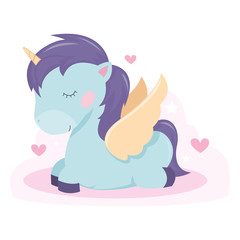 Cute unicorn sleeping in valentine day