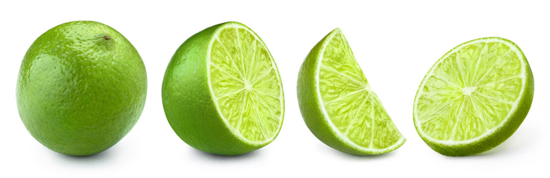 Set of limes, isolated on white background