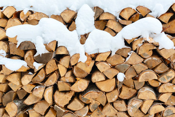 firewood under the snow