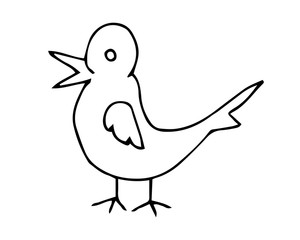 bird. black and white vector illustration