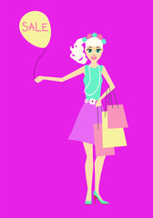 girl with shopping bags