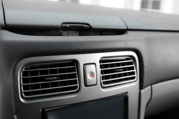 Fototapeta na wymiar Air conditioner system in modern car, closeup