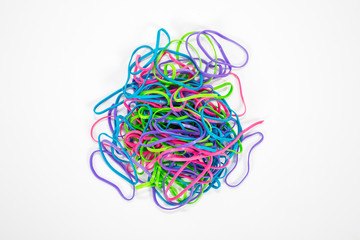 colorful rubbers on a white background