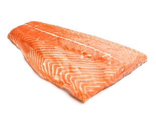 Fillet of fresh salmon on white background