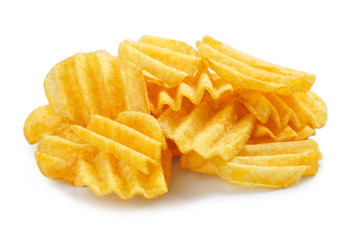 Potato chips, isolated on white background