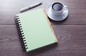 coffee notebook pen