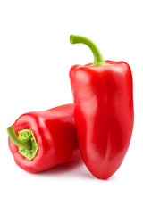 Red ripe peppers, isolated on white background