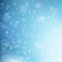Naklejka na ściany i meble Blue Christmas snowflakes background. EPS 10