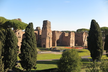 Fototapeta na wymiar Roma, terme di Caracalla viste dall'alto
