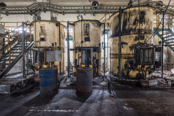 Fototapeta na wymiar abandoned chemical treatments workshop