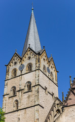 Fototapeta na wymiar Tower of the historic Munster church in Herford, Germany
