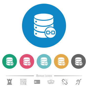 Joined database tables flat round icons