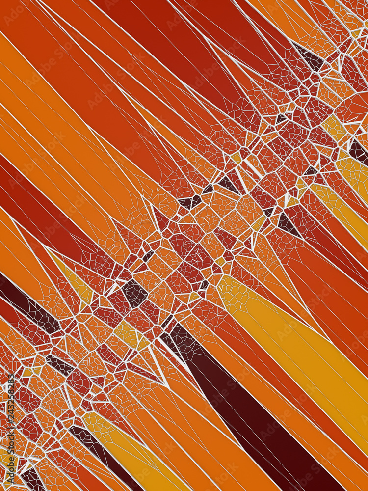 Poster Abstract geometrical concept voronoi low poly tesselated pattern. 3d rendering