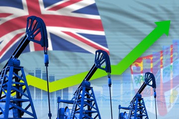 growing graph on Fiji flag background - industrial illustration of Fiji oil industry or market concept. 3D Illustration